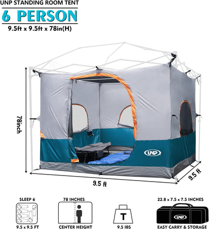UNP Binnentent voor 10' x 10' pop-up luifel|Gazebo/ingenaaide vloer en volledig geventileerd dak met 1 gaasdeur en 3 grote gaasramen eenvoudige installatie exclusief luifelframe