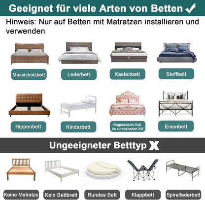 Valbeveiligingshek Kinderbed – Bedhek Peuterbed – Kinderbedbeschermer – Veiligheidshek Babybed – Bedhek Verstelbaar 200 cm – Stevig Metaal – Wasbare Stoffering