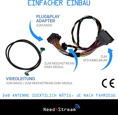 DAB+ ontvanger compatibel met VW Seat Skoda MIB, digitale radio upgrade met zenderlijsten, zenderlogo's en titelnamen