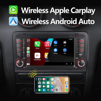 Auto Stereo voor Audi A3 S3 RS3 2003-2012 7 inch Touch Screen Car Radio Compatibel systeem met draadloze Carplay Android Auto, ontvanger AM/FM/Bluetooth/USB