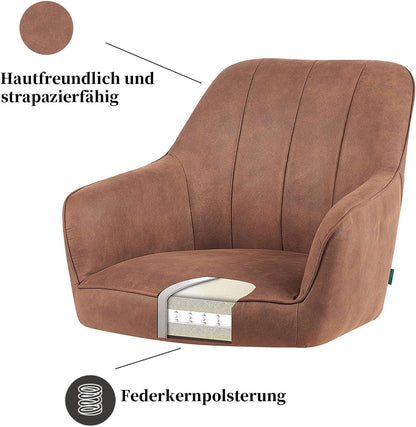 DUBI Möbel Mika-Elin Dining Room Chair, Brown, Frame 360° Rotatable, Height Adjustable, Metal Powder-Coated Matt Black - QUORE