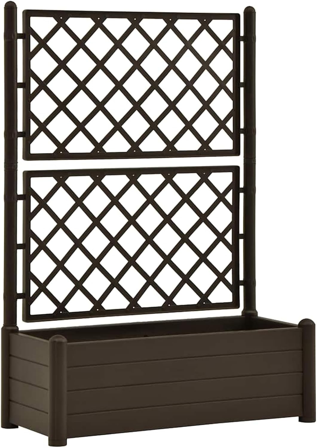 Tidyard Planter with trellis garden fence frost and UV resistant trellis flower boxes climbing aid planter flower box flower box 100x43x142cm PP mocha - QUORE