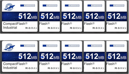 Dogfish Compact Flash geheugenkaart, 512 MB, 10 stuks, industriële CF Card type I voor industriële apparaten, CNC-machines, ingebedde systemen en oude camera's