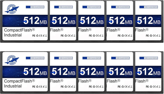 Dogfish Compact Flash geheugenkaart, 512 MB, 10 stuks, industriële CF Card type I voor industriële apparaten, CNC-machines, ingebedde systemen en oude camera's