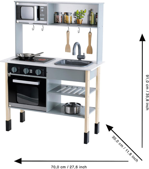 Modderkeuken - Buitenkeuken Kind - Speelkeuken Tuin - Keuken Speelset - Incl. Kookplaat - met Geluids- en Lichteffecten - Keuken Accessoires - voor Jongens - Meisjes 3 jaar en ouder - Hout - 70 x 30 x 91 cm - Witte Houten