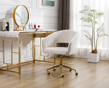 chairus Verstelbare Thuiskantoor Taakstoel Chenille Computer Draaibare Fauteuil Modern Open Rug Deskstoel (Beige)