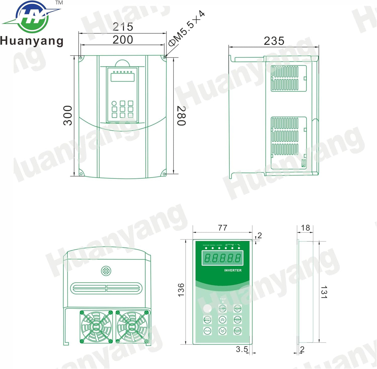 Frequentieomvormer VFD Computerized Numerical Control van de motor, omvormer voor spindelmotor, controle van de snelheid, Huanyang GT-serie (380V/15KW)