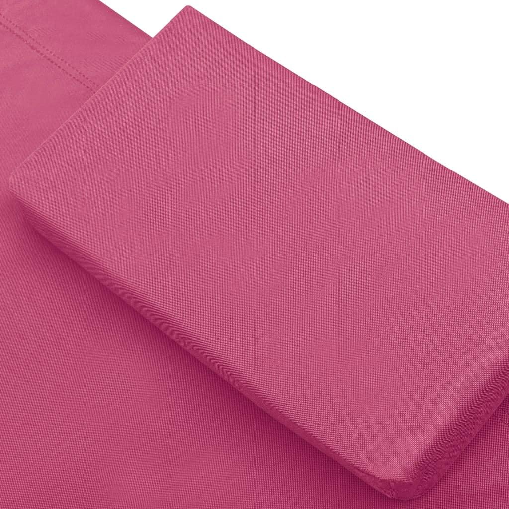 Buitenligstoel – Zonnebed – Ligstoel – Strandstoel – Tuinstoel – Roze Kleur – Waterafstotend Oxford Stof – Grote Zonnekap Met Kussen