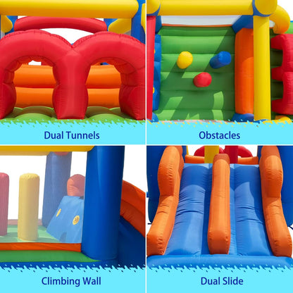 Springkasteel met ventilator, geschikt voor 3 tot 10 jaar springkasteel voor binnen en kinderen, groot springkasteel XXL kinderverjaardag (488 x 240 x 190 cm)