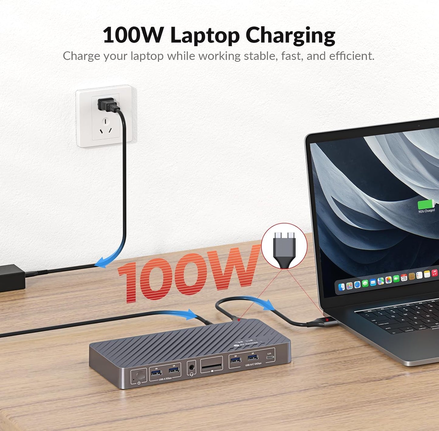 AV Access KVM Switch Docking Station for MacBook, USB-C KVM Switch 2 Monitors 2 Computers, 4K Dual HDMI Displays, 1 Laptop&1 Desktop Switching,Plug&Play, Ethernet, 100W Power Delivery, EDID Emulation