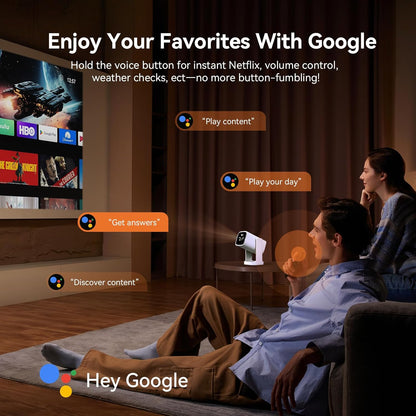 WANBO Cube 1 Mini Smart Beamer Android TV/Netflix, Live TV, Len Protection, 360° Rotable, 200 ISO Lumen, Auto Keystone, CEC, 2.4+5G WiFi Bluetooth, 28dB, 0,9Kg, Draagbare Projector met 8W Speaker