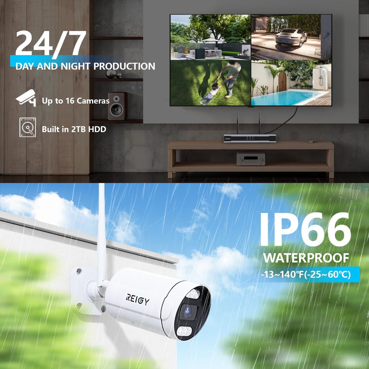 Bewakingscamera Systeem – Beveiligingscamera – CCTV Camera – Draadloos Camerasysteem – Outdoor Camera – 8MP 4K Resolutie – 2TB Harde Schijf