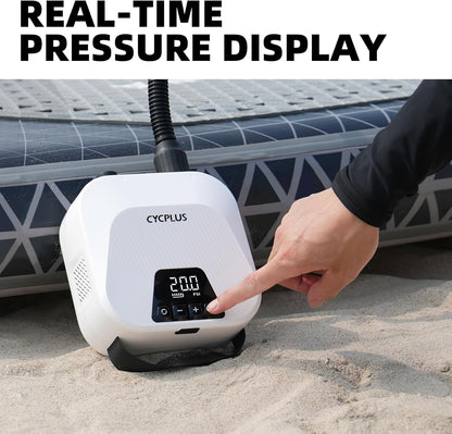 CYCPLUS 20PSI High Pressure Smart SUP-luchtpomp, oplaadbare batterij, intelligente tweetraps inflatie en deflatie, auto-off luchtpomp voor stand-up paddleboards, vlieger, tent, matras