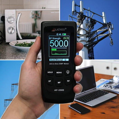 LATNEX AF-3500 EMF-meetinstrument en -lezer met kalibratiecertificaat, meet RF en magnetrons, 3-assige Gaussische magneetvelden en elektrische velden ELF