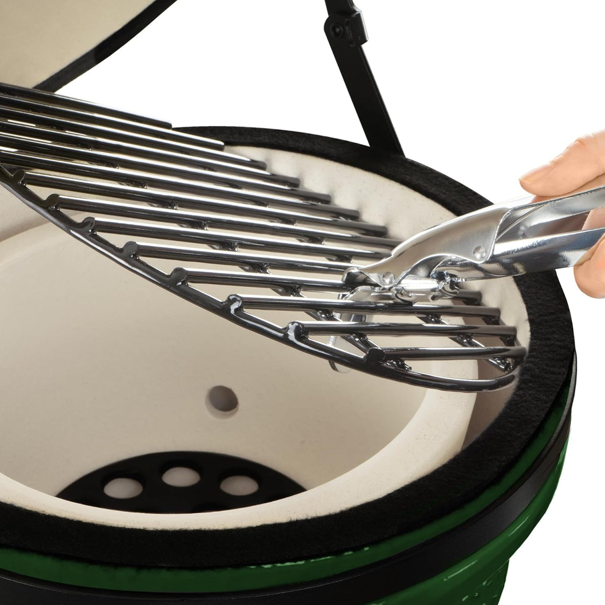 bbq-Toro Kamado Hairo Charcoal Barbecue, Diameter 32 cm, Green, Mini Charcoal Grill with Thermometer and Wooden Handles, Round Ceramic Grill, Ceramic Grill Smoker - QUORE