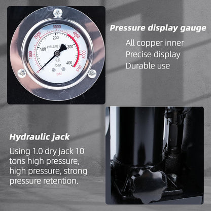 Handmatige hydraulische hittepersmachine, 5T handmatige hydraulische warmtepers warmtepers machine dubbele verwarming plaat colofonium extractiemachine (rood)