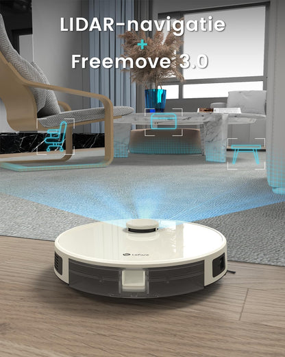 LEFANT M1 Robotstofzuiger en dweilrobot met kaart, 5500 Pa, 200 min, lasernavigatie met dToF, gepersonaliseerde reiniging, verboden zone, Alexa/WiFi/app, ideaal voor intelligent thuis, champagne