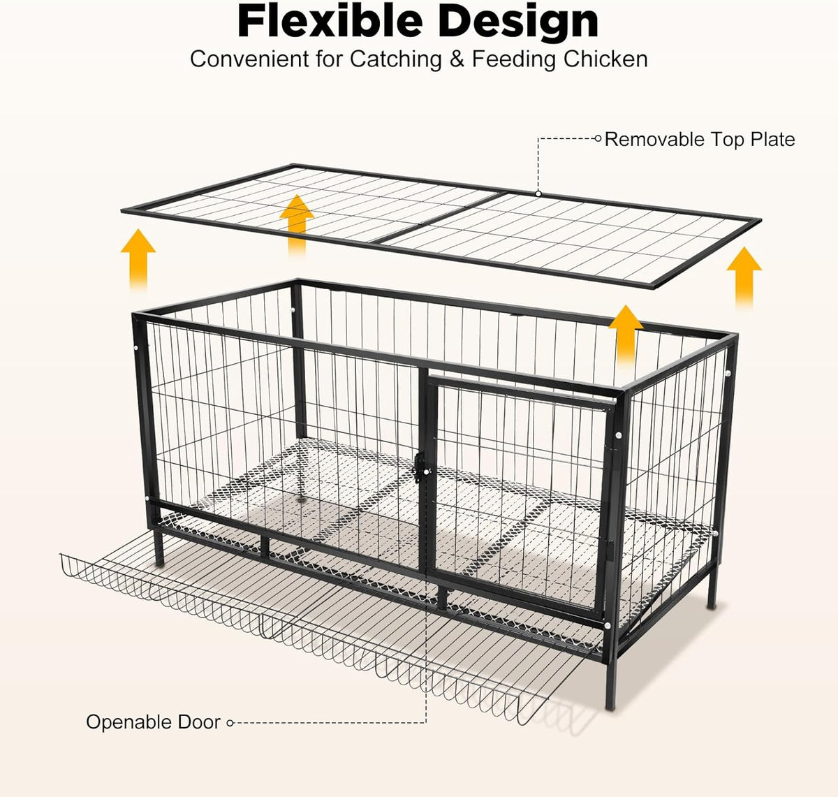 Chicken Coop with Automatic Egg Collection, 120 x 58 x 62 cm, Iron Modern for Indoor and Outdoor Use for 9-10 Chickens - QUORE