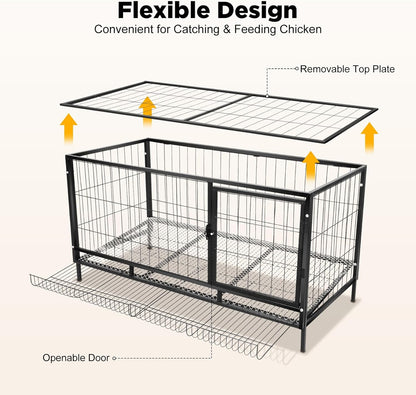 Chicken Coop with Automatic Egg Collection, 120 x 58 x 62 cm, Iron Modern for Indoor and Outdoor Use for 9-10 Chickens - QUORE