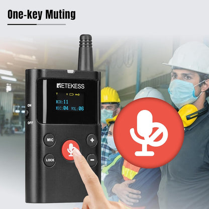 Retekess TT126R Tweeweg Audiogeleidingssysteem, 280m full Duplex Oorhaak Mini-ontvanger, Draadloos Communicatiesysteem voor Paardensporttraining, VIP-Receptie (1 Zender 15 Ontvangers)