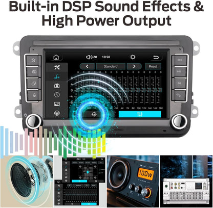 Autoradio Radio for VW Passat Jetta Caddy Touran Golf 5 6 GTI T5 EOS Polo with Wireless Carplay Android Auto TF Card Touchscreen Bluetooth