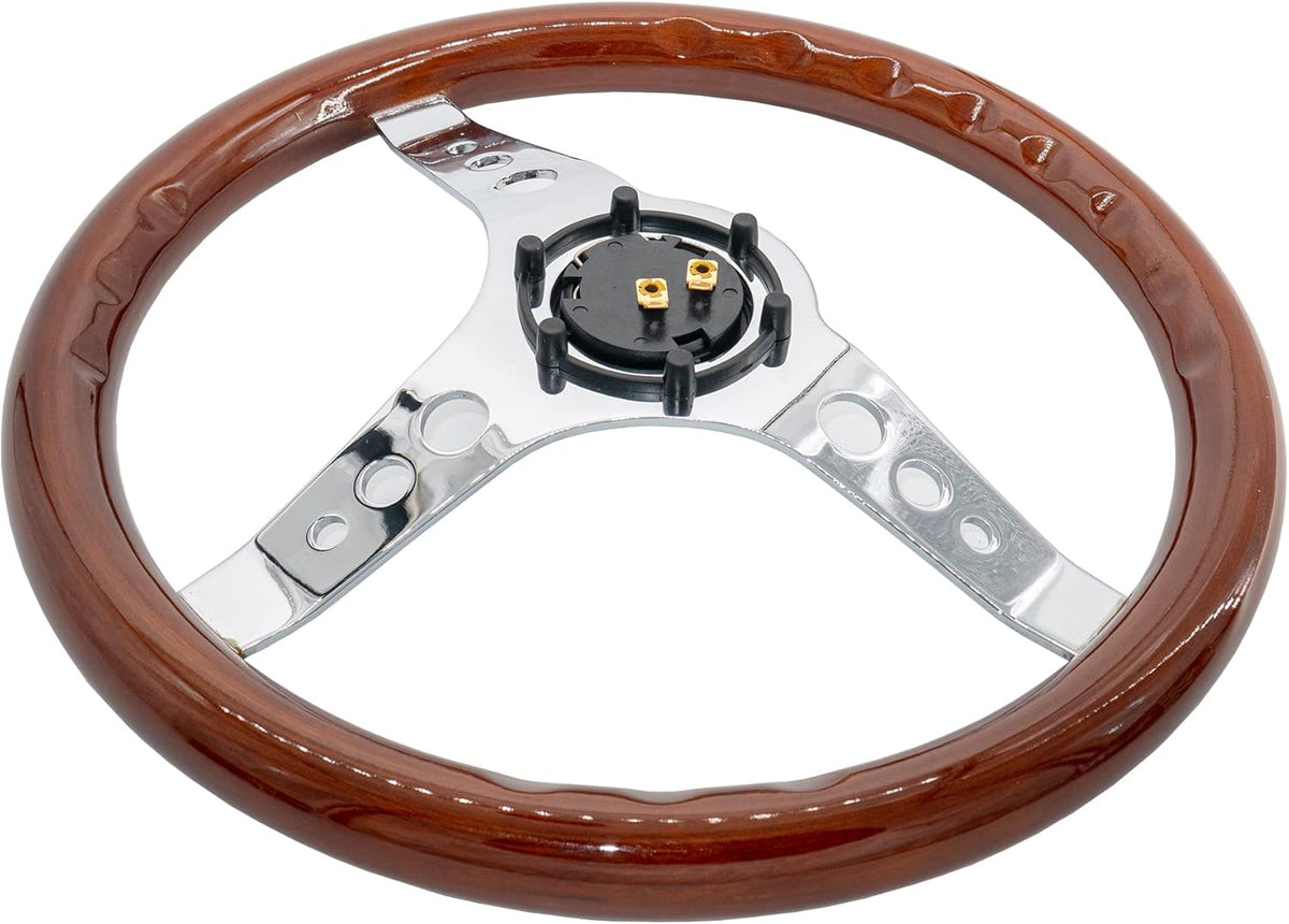 Sportstuur – Houten Stuur – Universeel Stuur – Classic Stuur – Retro Stuur – Diameter 350 mm – Echt Hout