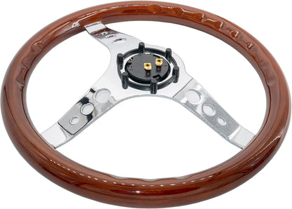 Sportstuur – Houten Stuur – Universeel Stuur – Classic Stuur – Retro Stuur – Diameter 350 mm – Echt Hout