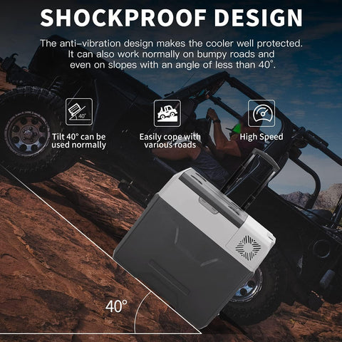 Mini koelkast - Auto koelkast - Draagbare Compressor Koelbox - Elektrische Vriesbox - voor Camping - Auto - Vrachtwagen - Boot - met Wielen - Telescopische Handgreep - USB-aansluiting - 40L - 12/24V & 230 V - Donkergrijs