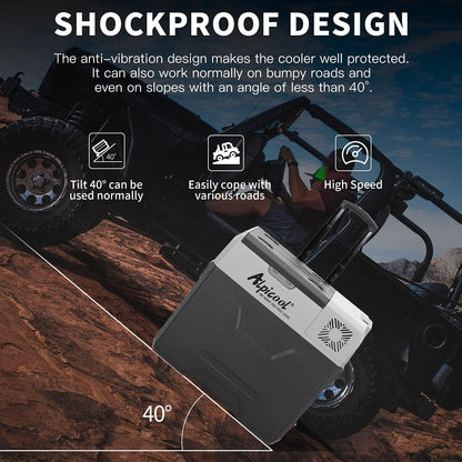 Alpicool CX40 elektrische compressor Koelbox/vriesbox, 40L Mini koelkast 12/24 V en 230 V, Autokoelkast voor auto, vrachtwagen, camping met stopcontact en USB-poort
