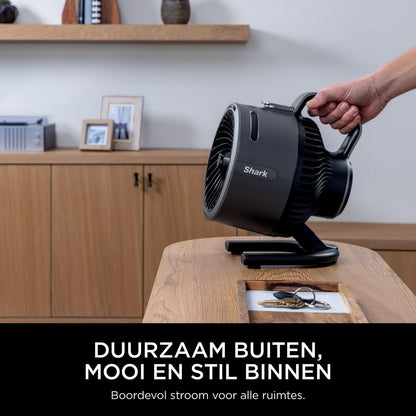 Shark FlexBreeze HydroGo, krachtige draagbare ventilator met verneveling, koeling binnen en buiten, stil en duurzaam, snoerloos, compact en lichtgewicht, luchtstroom tot 20 m, houtskool FA050EU
