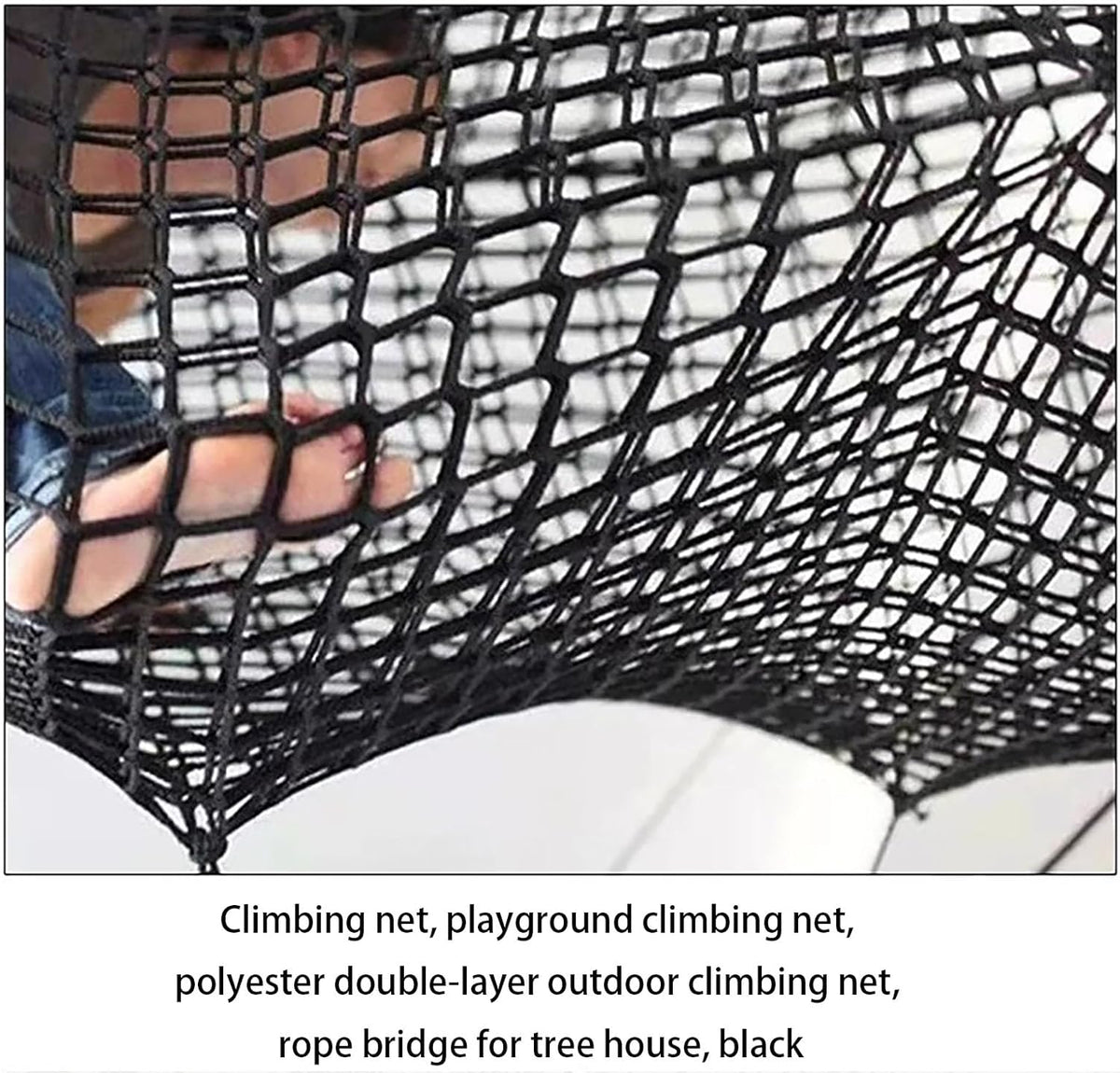 Dubbele Lagen Klimnet, Speeltuineveiligingsnet Voor Kinderen Buiten, Touwbrug Tree House Kits Voor Achtertuin, Loft Net, Klimt Vrachtnet, Polyester Zware Vrijetijds Vrijgesproken Anti-fall (Size:1x8m)