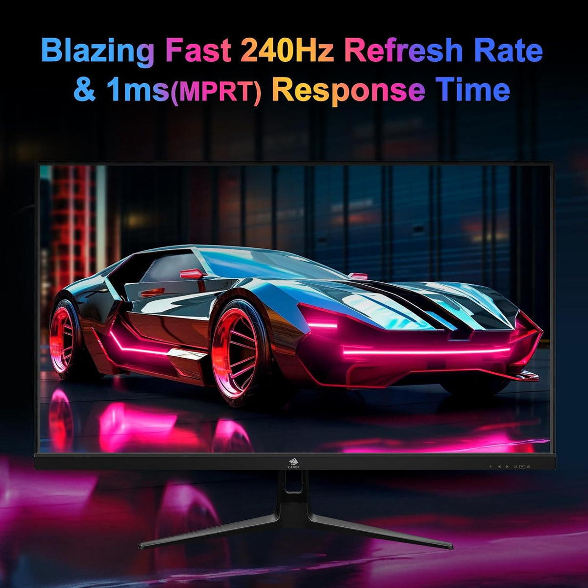 Z-Edge Gaming Monitor 27'' 240Hz, IPS Panel, 1ms, Screen FHD LED (1920x1080) with HDMI Cable, FreeSync, 400cd/m², HDMI 2.0 * 2 & DP 1.4 * 2, Adjustable Tilt, Ultra Slim Frame, VESA Mountable
