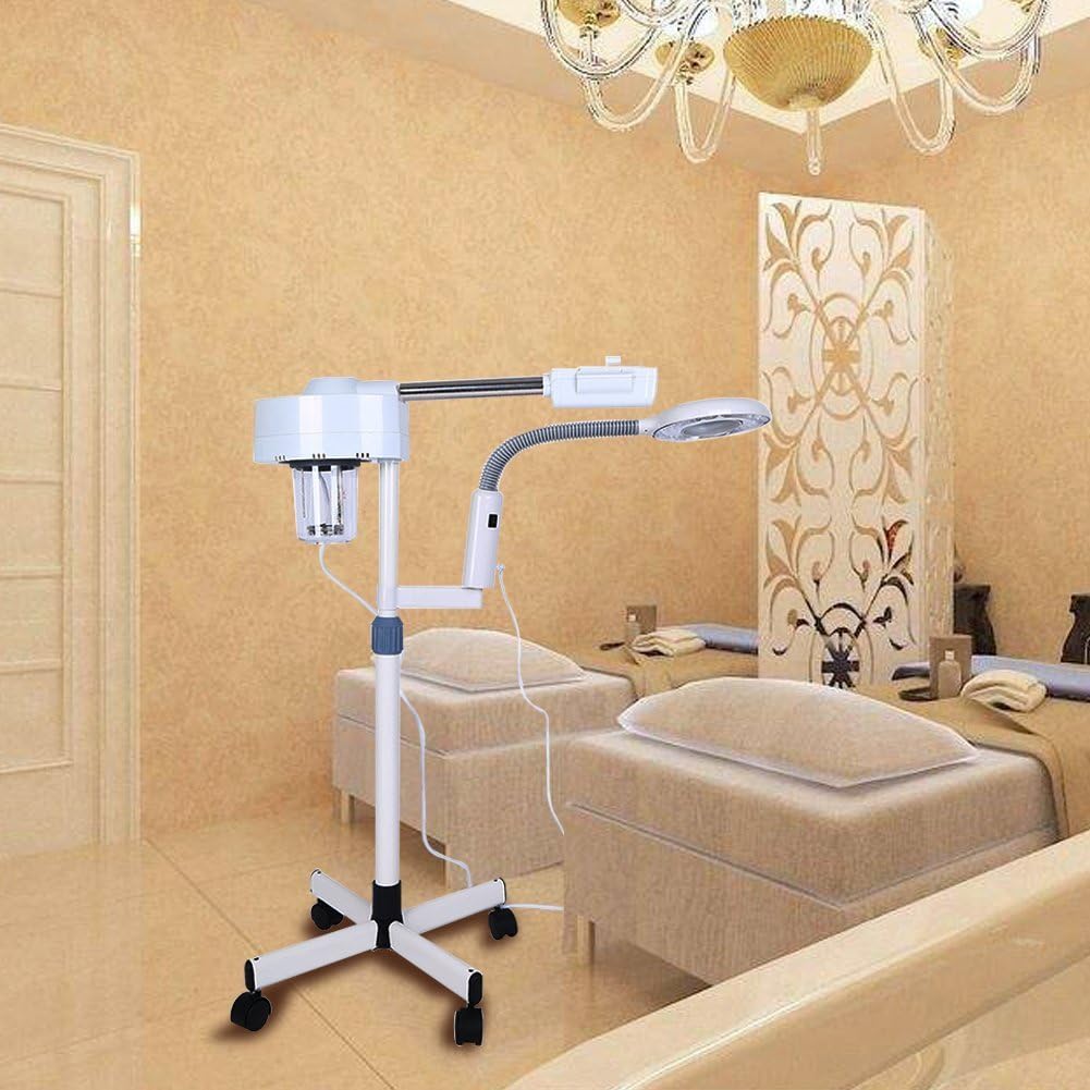2-in-1 Professionele Vapozone met Gezichtsstoom, 5X Vergrootglas op Standaard, Esthetische Machine voor Schoonheidssalon Gezichtsverzorging