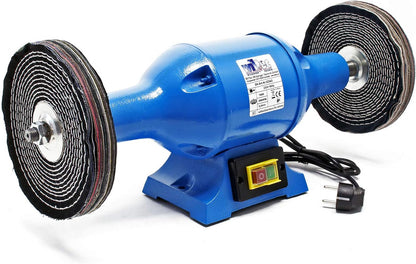 Wiltec polijstmachine 750W met twee polijstschijven Ø 200mm, 2950 rpm dubbele slijpmachine met robuuste behuizing