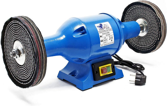 Wiltec polijstmachine 750W met twee polijstschijven Ø 200mm, 2950 rpm dubbele slijpmachine met robuuste behuizing