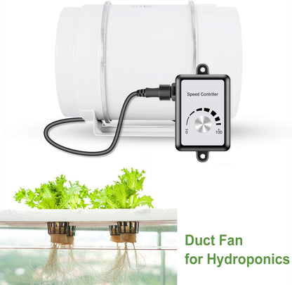 Hon&Guan Afzuigventilator Pijpventilator 200 mm met variabele snelheidsregeling, uitlaatventilator voor verwarming, koeling, booster, kweektenten, hydrocultuur, huishoudelijk gebruik