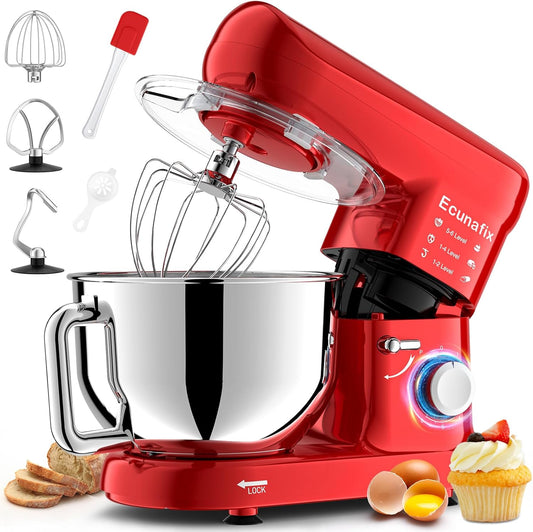 Planetary kneedmachine, professionele keukenmachine, 6,5 l, 1500 W, multifunctioneel, 6 + P, snelheid, geluidsarm, elektrische mixer met kneedhaak, platte garde