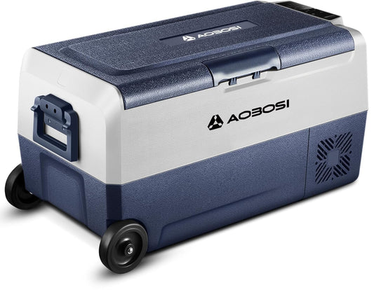 AAOBOSI Compressor Cool Box 36 L Car Cool Box with App Control 12/24V and 100-240V Camping Fridge up to -20°C for Car, Truck, Boat, RV, Camping, Dual Zone and Two Temperatures - QUORE