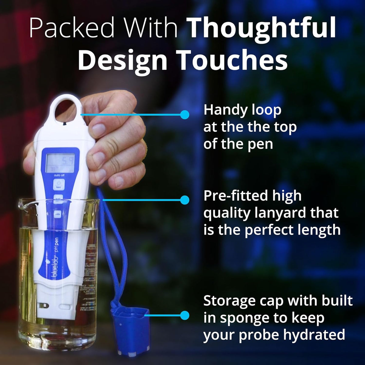 Bluelab PENPH pH-pen, volledig waterdichte zaktester, eenvoudige kalibratie, sonde met dubbele junctie voor verbeterde nauwkeurigheid en duurzaamheid, wit
