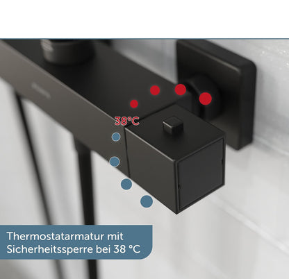 Doucheset – Douche Systeem – Regendouche – Handdouche – Douchekop – Thermostaatkraan – Grote Regendouche 32x20 cm – In Hoogte Verstelbare Handdouche
