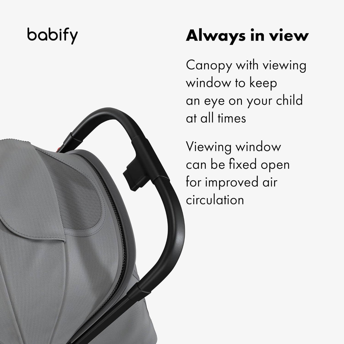 Babify Urban Ease Kinderwagen - Geboorte tot 4 jaar (22 kg), Met één hand in te klappen, Verstelbare rugleuning en voetensteun, Uitneembare bekleding, Mand, Raamzitting, Compact, Grijs