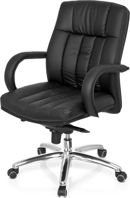 hjh OFFICE 724250 XXL G 100 managersstoel, kunstleer, zwart, bureaustoel, draaistoel gevoerd, lage rugleuning, tot 150 kg belastbaar