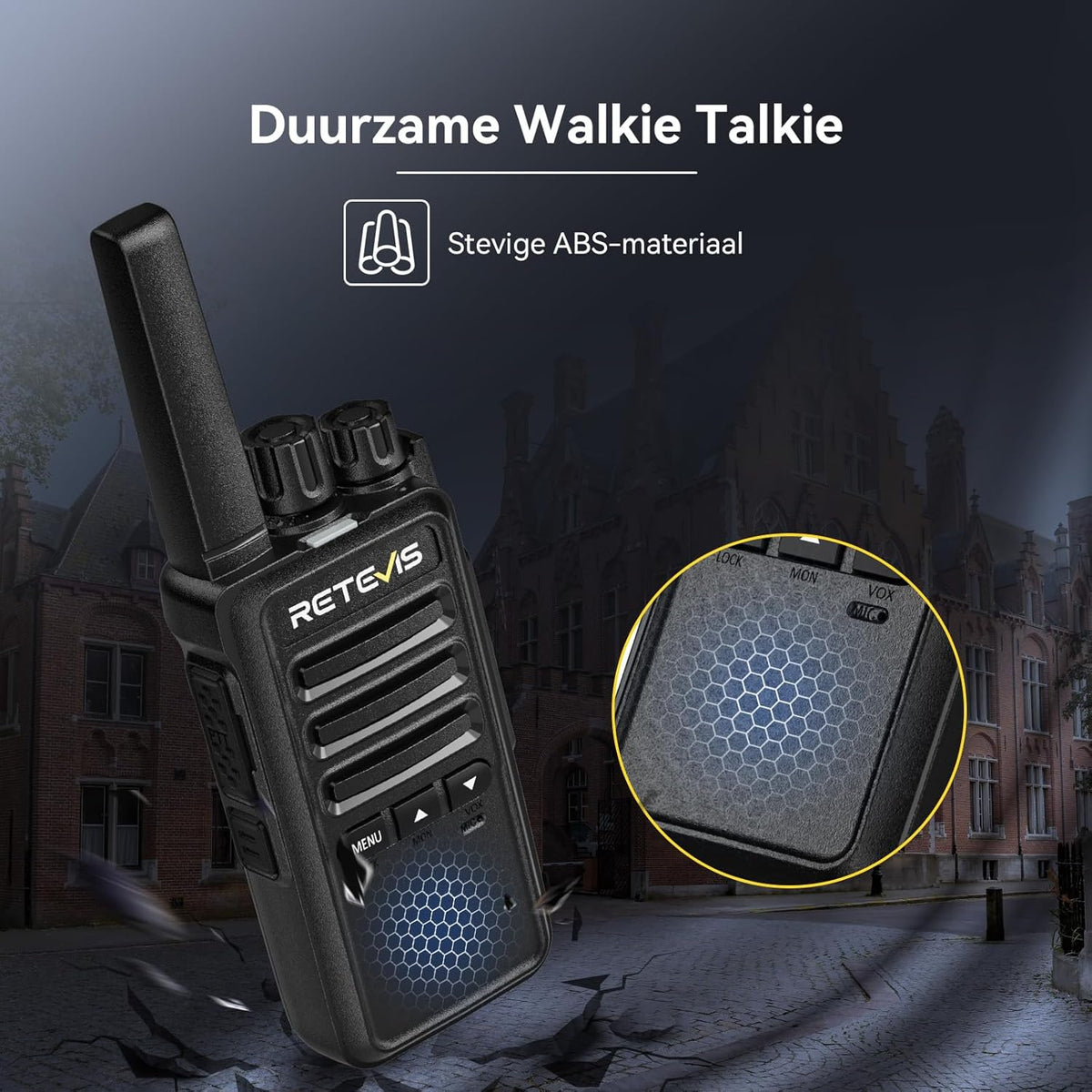 Retevis RT668B Walkie Talkies voor Volwassenen, Oplaadbare Walkie Talkies met 10-Voudige Oplader, PMR446 Professionele Portofoon, USB-C, voor School, Restaurant (Zwart, 10 Stuks)