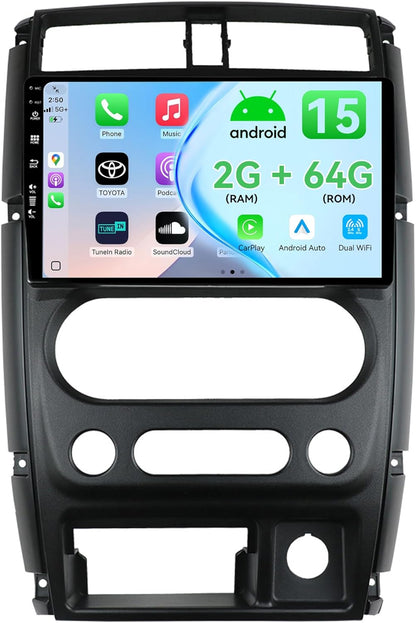 MSD [2G+64G] Autoradio Voor Suzuki Jimny 3 (2005-2019) | Android 15 GPS Navigation Radio | CarPlay Android Auto Stuurwiel DAB 4G Dual-Band WiFi DSP Bluetooth | Camera | 2 Din 9 Inch