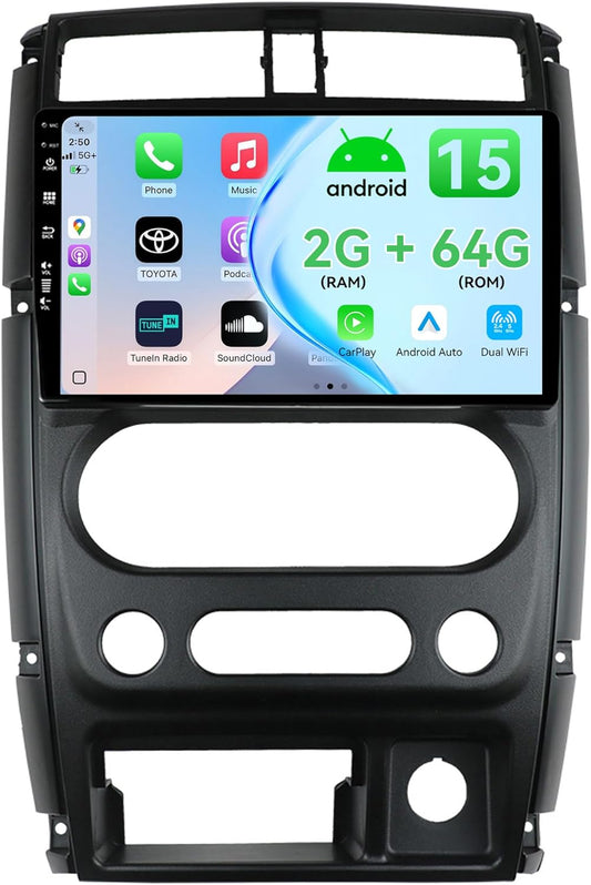 MSD [2G+64G] Autoradio Voor Suzuki Jimny 3 (2005-2019) | Android 15 GPS Navigation Radio | CarPlay Android Auto Stuurwiel DAB 4G Dual-Band WiFi DSP Bluetooth | Camera | 2 Din 9 Inch