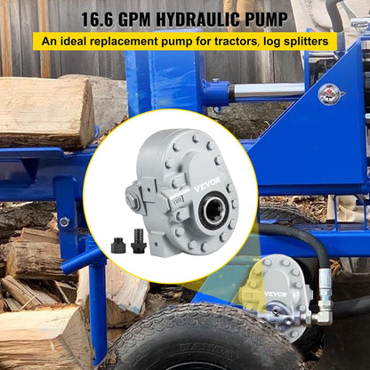 VEVOR Hydraulische pomp 16.6GPM Hydraulische motor 540RPM Log Splitter 2500PSI Hydraulische Splitter SAE 12 Outlet Port Hydraulische Pomp voor Log Splitter voor Truck Achterklep Lift, Schaarlift, Dump