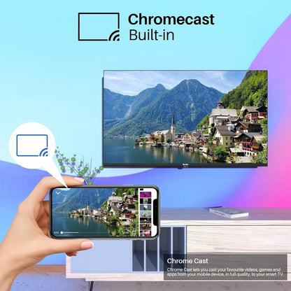 TuTu Smart TV 32 inch (80 cm) WiFi Bluetooth Android verbonden tv met Netflix, Prime Video, Disney+, Triple Tuner, Chromecast Built-in, TUS32HN1AC, 2024