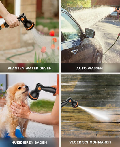 SUNPOW Slanghaspel voor Wandmontage - 35mx12mm - Willekeurige Lengte Vergrendeling, Automatisch Oprolsysteem, 180° Draaibare Beugel - 19mm Aansluiting en 10-Functie Sproeikop - Grijs