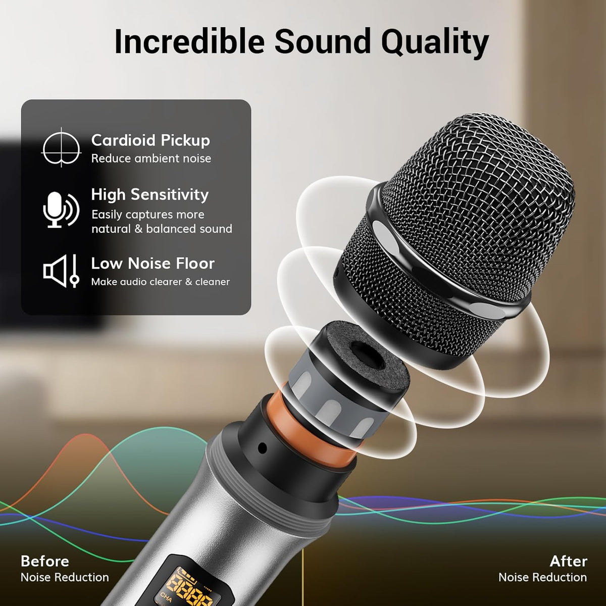 TONOR UHF Draadloze Microfoon Systeem met Draadloze Handheld/Headset/Lavalier Revers Mics, Bodypack Zender, Metalen Ontvanger, 4 * 5 Kanalen 90M Bereik voor Zingen Karaoke Kerk Party DJ PA Speaker