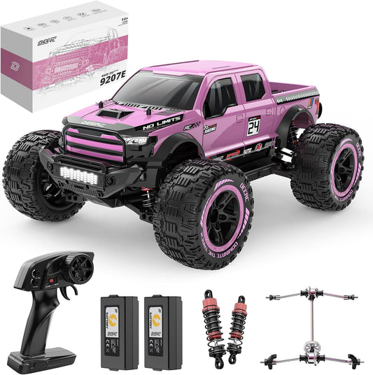 DEERC 1:10 Snelle afstandsbedieningsauto voor volwassenen, 4x4 Hobby RC Monstertruck, 48+ km/u, All Terrain High Speed RC Truck Crawler in roze met 2 accu's, speelgoedvoertuig voor kinderen